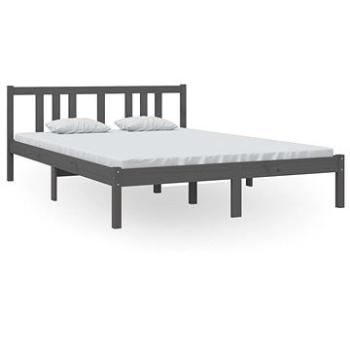 Rám postele šedý masivní dřevo 140 × 200 cm, 814886 (814886)