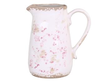 Keramický dekorační džbán s růžovými kvítky Floral Cannes -  16*11*19cm 65517-19