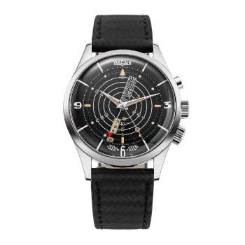 Vulcain Nautical Heritage - Black Beige Patina - Black Carbon Leather Strap