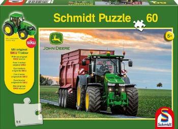 SCHMIDT Puzzle John Deere Traktor 8370R 60 dílků + model SIKU