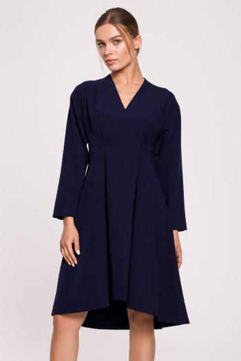 Tmavě modré asymetrické šaty S280