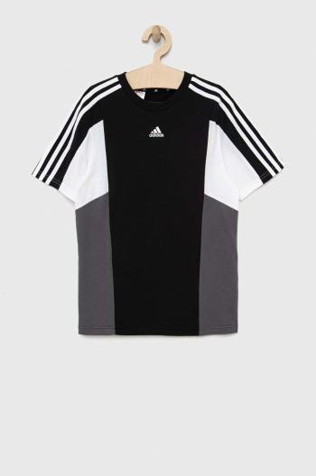 Dětské bavlněné tričko adidas U 3S CB TEE černá barva