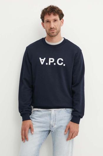 Bavlněná mikina A.P.C. sweat standard grand vpc GOTS tmavomodrá barva, s aplikací, COHBN.M27907