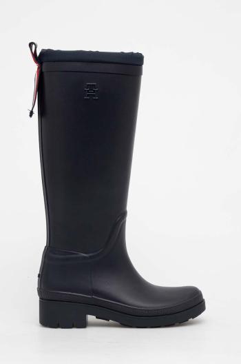 Holínky Tommy Hilfiger TOMMY TARTAN RUBBERBOOT dámské, tmavomodrá barva, FW0FW07664