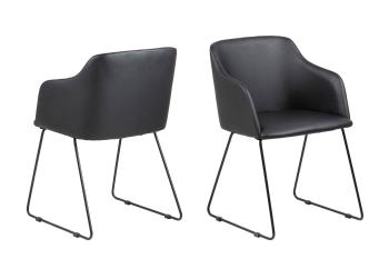 Sada 2 ks − Židle s opěrkou Casablanca – černá