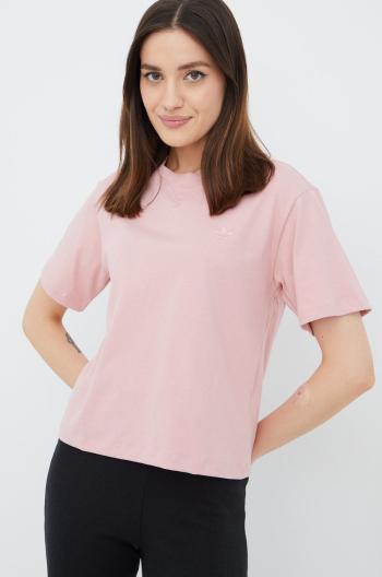 Bavlněné tričko adidas Originals Trefoil Moments HE6890 růžová barva
