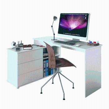 Rohový PC stůl TERINO Tempo Kondela Bílá