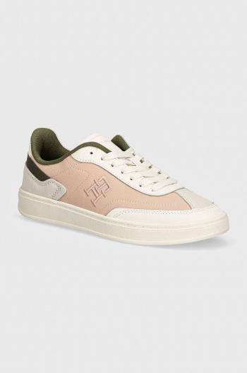 Kožené sneakers boty Tommy Hilfiger TH HERITAGE COURT SNEAKER SDE růžová barva, FW0FW08037