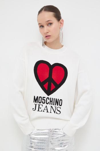 Bavlněný svetr Moschino Jeans béžová barva, lehký