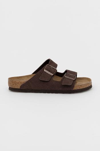 Nubukové pantofle Birkenstock Arizona hnědá barva