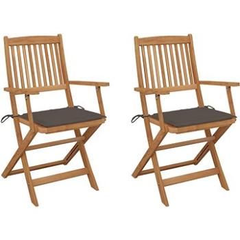 Skládací zahradní židle s poduškami 2 ks masivní akáciové dřevo, 3064598 (3064598)
