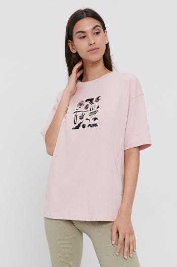 Bavlněné tričko Puma 531679 růžová barva
