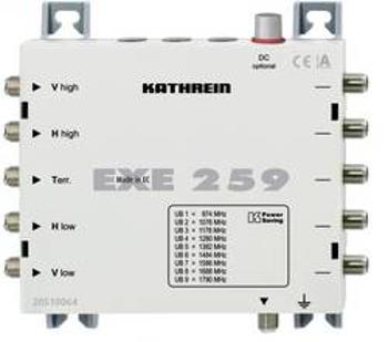 Kaskádový rozdělovač pro satelitní signál (Unicable) Kathrein EXE 259 Vstupy (vícenásobný spínač): 5 (4 SAT/1 terestrický) Počet účastníků: 9