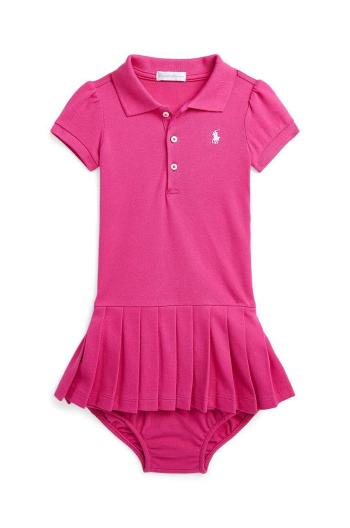 Dětské bavlněné šaty Polo Ralph Lauren růžová barva, mini