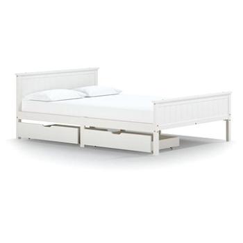 Rám postele se 2 zásuvkami bílý masivní borovice 160 × 200 cm, 3060512 (3060512)