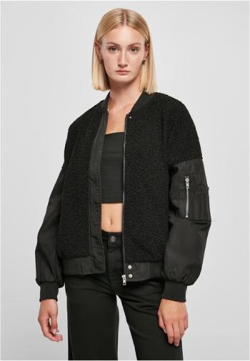 Urban Classics Ladies Oversized Sherpa Mixed Bomber Jacket black - 3XL