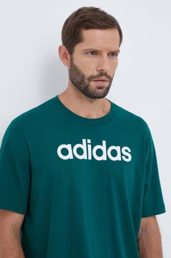 Bavlněné tričko adidas zelená barva, s potiskem, IJ8658