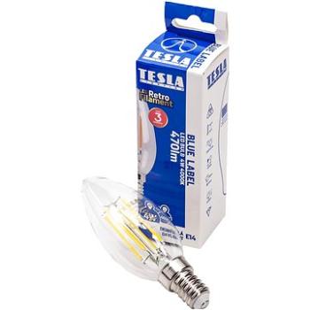 TESLA LED FILAMENT RETRO svíčka E14, 4W, 470lm, 4000K denní bílá (CL140440-7)