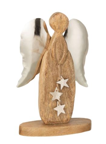Dřevěný anděl s kovovými křídly - 15*6*26cm 15851