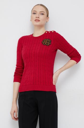 Bavlněný svetr Lauren Ralph Lauren dámský, červená barva, lehký