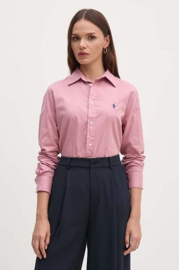 Bavlněná košile Polo Ralph Lauren červená barva, regular, s klasickým límcem, 211932522