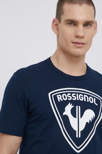 Bavlněné tričko Rossignol tmavomodrá barva, s potiskem