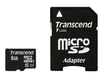 Transcend 8GB microSDHC UHS-I 400x Premium (Class 10) paměťová karta (s adaptérem)