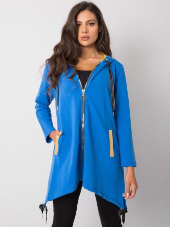 MODRÁ DÁMSKÁ DLOUHÁ MIKINA NA ZIP RV-BL-4899.23P-BLUE Velikost: S/M