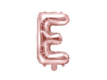 PartyDeco Fóliový balónek Mini - Písmeno E 35cm růžovo-zlatý