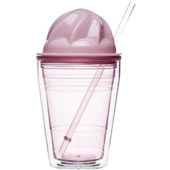 SAGAFORM Hrnek dvojstěnný s brčkem Milkshake 5017173, růžový, 350ml (5017173)