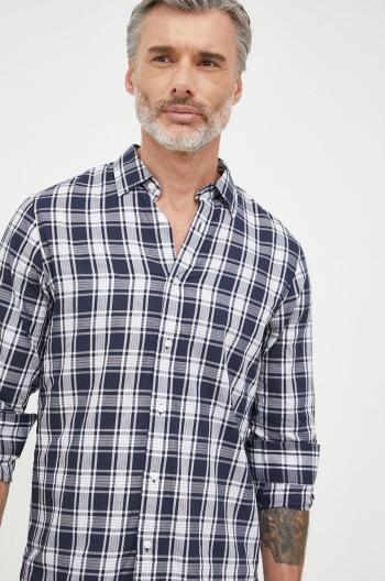 Bavlněné tričko Michael Kors tmavomodrá barva, regular, s klasickým límcem