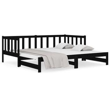 Výsuvná postel černá 2× (90 × 190) cm masivní borovice, 814668 (814668)