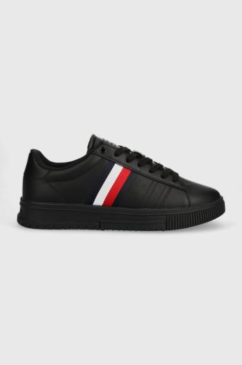 Kožené sneakers boty Tommy Hilfiger SUPERCUP LEATHER černá barva, FM0FM04706