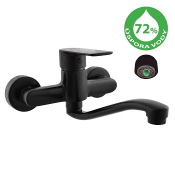 SLEZAK-RAV Spořící vodovodní baterie dřezová/umyvadlová VLTAVA ECO černá matná, Barva: Černá matná, Rozměr: 150 mm VTE401.5/26CMAT