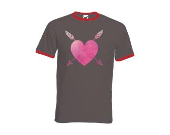 Pánské tričko s kontrastními lemy Prostřelené srdce