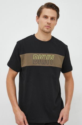 Bavlněné tričko Dkny černá barva, s potiskem