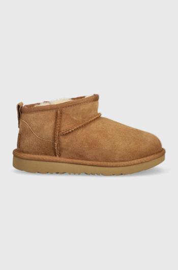 Dětské semišové sněhule UGG Classic Ultra Mini hnědá barva