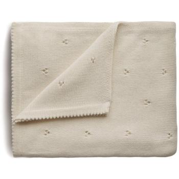 Mushie Knitted Pointelle Baby Blanket pletená deka pro děti Ivory 80 x 100cm 1 ks