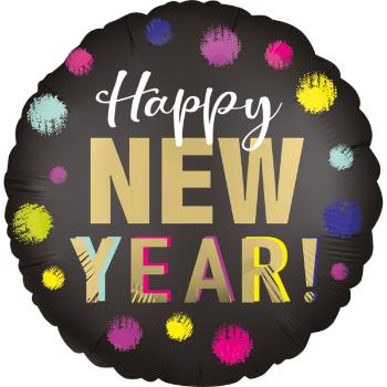 Amscan Fóliový balón - Happy New Year černý