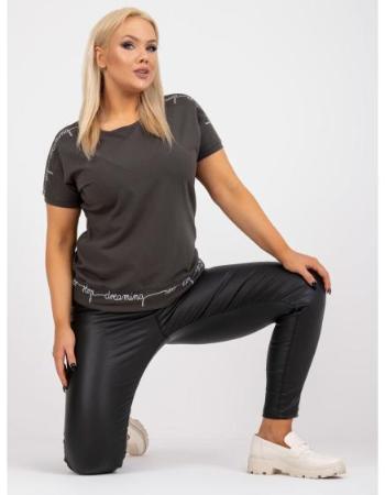 Dámská halenka s nápisem na rukávech plus size RONALDA khaki  