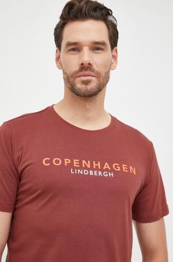 Bavlněné tričko Lindbergh vínová barva, s potiskem