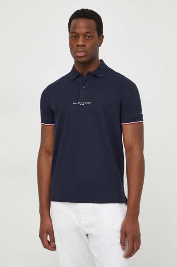 Polo tričko Tommy Hilfiger tmavomodrá barva, s potiskem, MW0MW34841