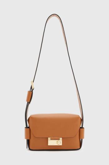 Kožená kabelka AllSaints FRANKIE CROSSBODY hnědá barva, WB572X