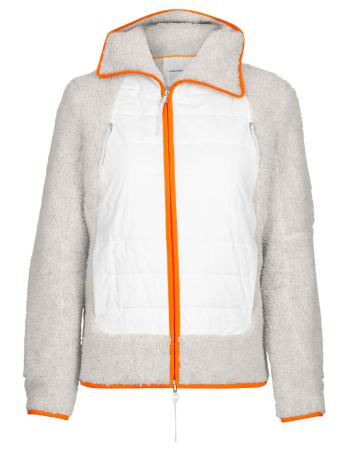 dámské merino triko dlouhý rukáv ICEBREAKER Wmns RealFleece Sherpa LS Zip Hood, Ecru Heather/Snow/Flash (vzorek) velikost: S