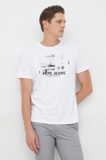 Bavlněné tričko Pepe Jeans Seraph bílá barva, s potiskem