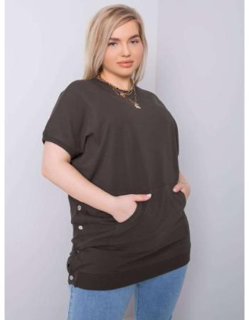 Dámská halenka s kapsou plus size NEWPORT tmavě khaki  