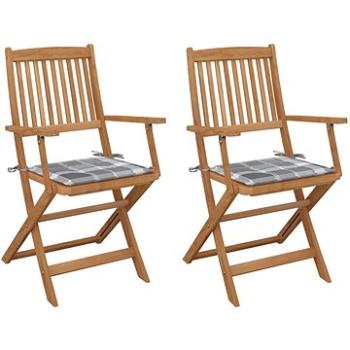 Skládací zahradní židle s poduškami 2 ks masivní akáciové dřevo, 3064604 (3064604)