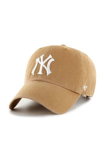 Bavlněná baseballová čepice 47brand MLB New York Yankees béžová barva, s aplikací, B-NLRGW17GWS-QLA