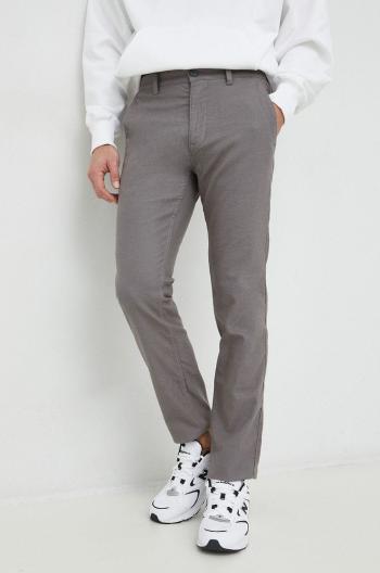 Kalhoty BOSS BOSS ORANGE pánské, šedá barva, přiléhavé