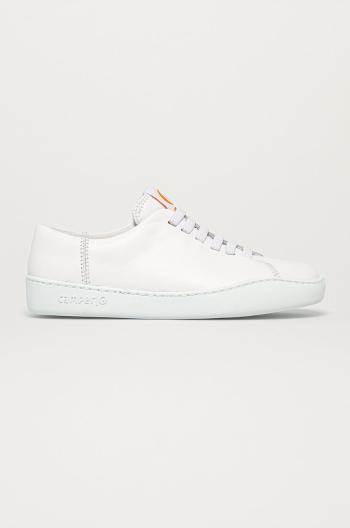 Kožené boty Camper bílá barva, na plochém podpatku